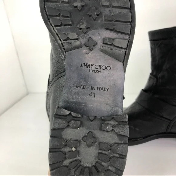 Jimmy Choo Youth Black Leather Biker Boots - Picture 9 of 11